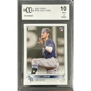 2022 Topps Josh Lowe RC Tampa Bay Rays Baseball Card BCCG 10 Mint Gem